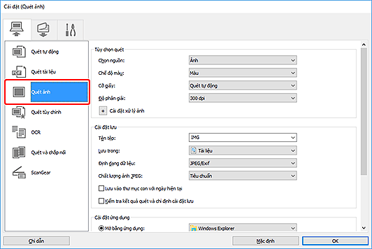 hình: Hộp thoại Cài đặt